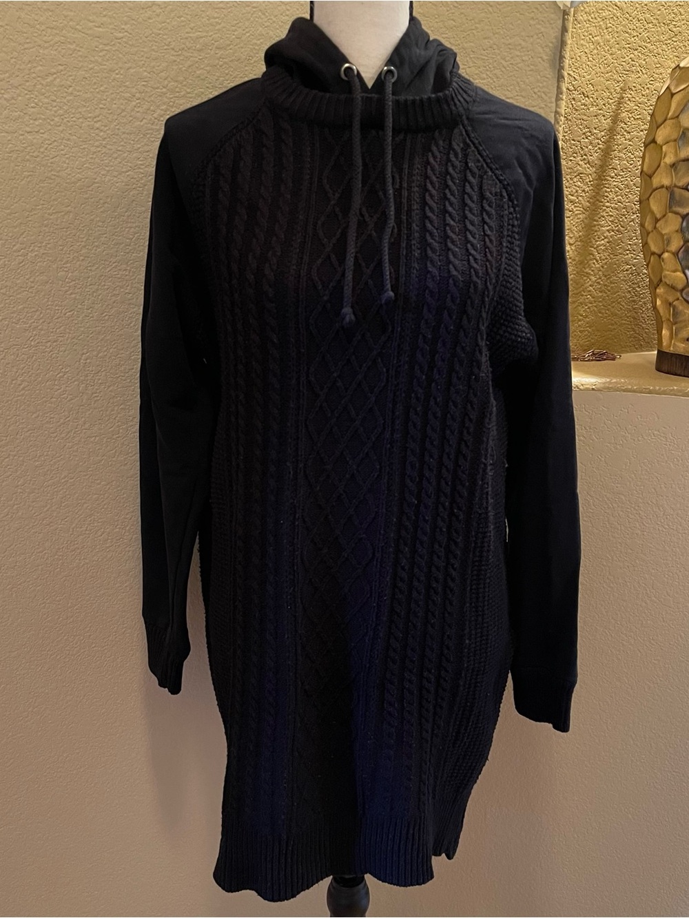 Women's Cable-Knit Hooded Tunic Sweater